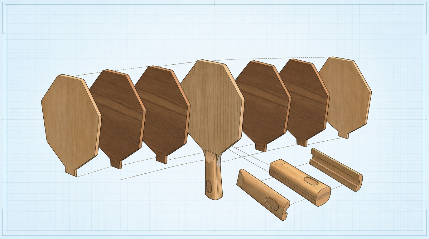 Exploded view of Cybershape Carbon with 7 plies: Koto · Ayous · Carbon · Kiri · Carbon · Ayous · Koto.